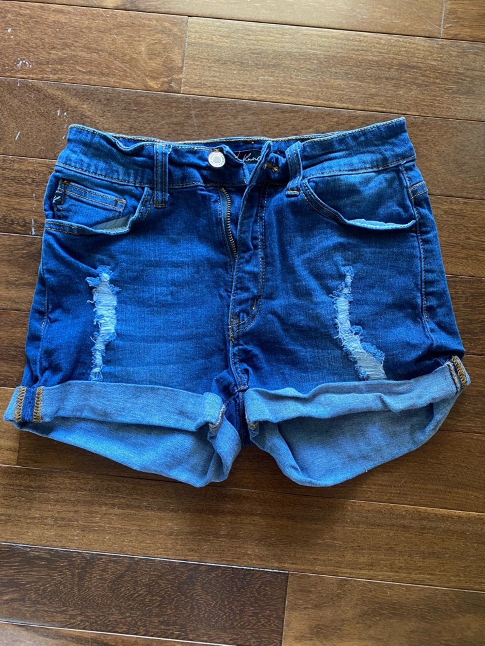 KanCan Distressed Cuffed Denim Shorts